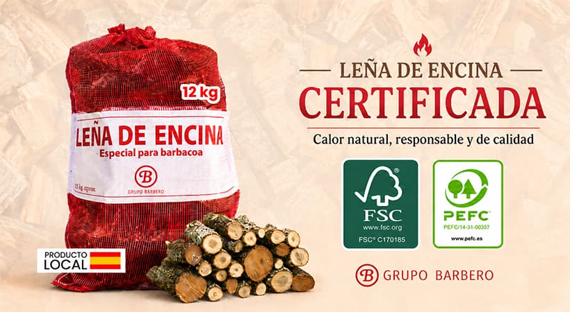 Leña de encina para chimenea en distintos formatos de Grupo Barbero